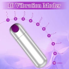 JEDLEM Upgraded Massager 10 Modes Quiet Massage Stick Tool, Handheld Travel Pocket Portable Cordless Soft Toy (Sliverpurple)