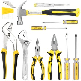 DOWELL Tool Set Tool Kit 19-Piece Household Tool Kit Set Pliers Screwdriver Set Hex Key Wrench with Storage Tool Bag Pouch HYT19