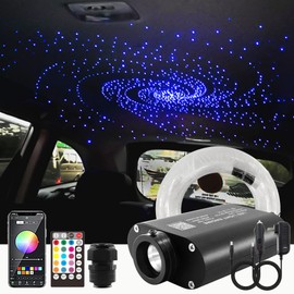 ATOKEE 16W Starlight Headliner Kit 550pcs 0.03in 13.1ft, Sound Activated Fiber Optic Lights for Car Roof Use, Controlled Via Bluetooth App / 28-Key RF Remote