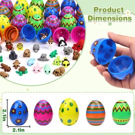 VABAO 36 pcs 3D Printed Animal Figurines Set, Articulated Animal Figurines, Easter Eggs, Easter Basket Stuffers, Party Favor, for Easter Egg Hunts, for Girls and Boys (Colorful)
