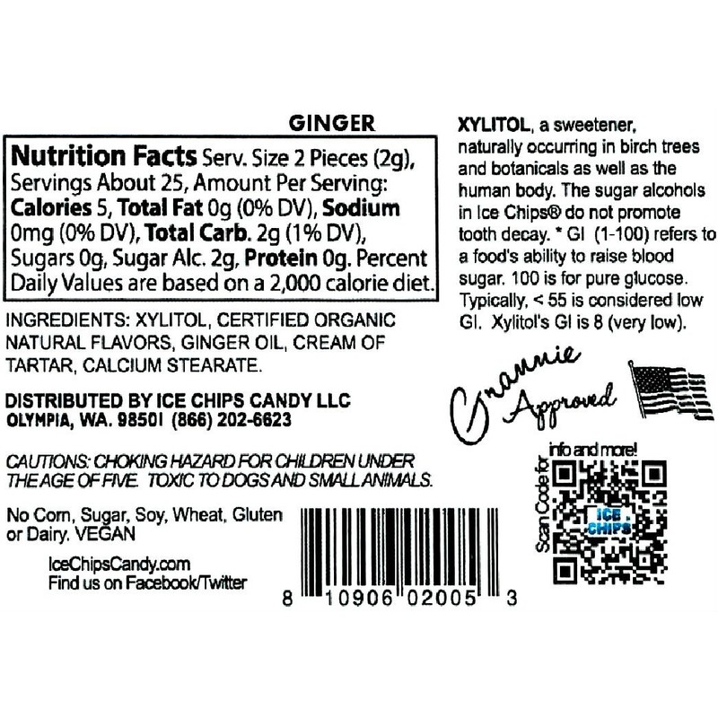 ICE CHIPS Xylitol Candy Tins (Ginger, 3 Pack) - Includes