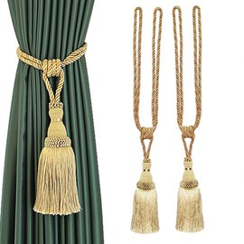 OUdini Curtain Tie Backs 2Pcs Tassels Curtain Tieback Home Curtain Holder Buckle Rope Curtain Hanging Balls for Livingroom Bedroom Tie Backs for Curtains/Green