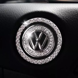 Volkswagen Start Button Bling Car Décor Crystal Rhinestone Car Bling Ring Emblem