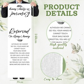 Memorial Wedding Chair Reserved Sign Bridal Shower Wedding Seating Feather Decorations In Loving Memory of Loved One Gifts for Bride Bridegroom Newlyweds Save a Seat for Someone In Heaven