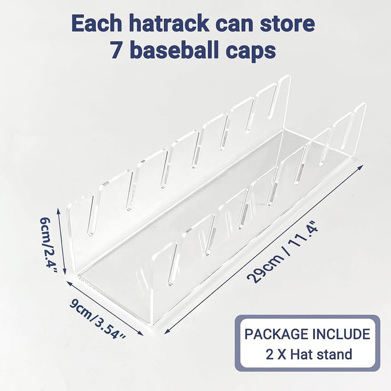 Hat Organizer for Baseball Caps, 2 Pcs No Install Acrylic