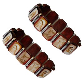 Kaltner Präsente Gift Idea - Wooden Saint Bracelet with Saint Jesus Christ Mary Angel Madonna God