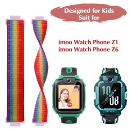 Polyjoy Children's Nylon Bracelets Compatible with Watch Phone Z7/Watch Phone Z6/Watch Phone Z1 Bracelet, Kids Smartwatch Girls Boys Soft Adjustable Replacement Straps, No gemstone