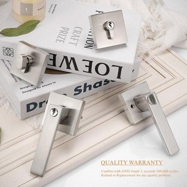 Probrico Square Keyed Entry Levers and Single Cylinder Deadbolts Combo Pack, Satin Nickel Heavy Duty Entrance Locksets for Office Bedroom and Front Door, 4 Pack Keyed Alike(All Same Keys)