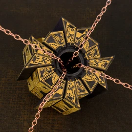 Hellraiser Puzzle Box - Accurate Lament Configuration with Functional Mechanical Lock, Detachable Puzzle Cube & Base - Premium Horror Prop Gift for Fans