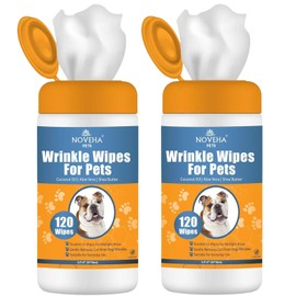 NOVEHA 240PCs - Wrinkle XL Wipes for Dogs | Wipes for Bulldog, French Bulldog, Pug, English Bulldog – Wipes for Multiple Areas Removes Dirt, Wrinkles, Folds, Tear Stain, Tail Pockets & Paws (2Pack)