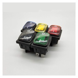 Rocker Switch KCD4 20A/250V 4 Pin DPST IP67 Sealed Waterproof Rocker Switch with LED 12V 24V 110V 220V 30x22 (Color : Green, Size : 6 Pin)