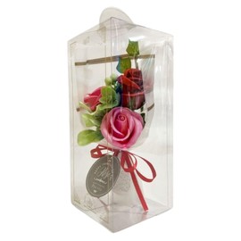 Q-FLA 775789 Soap Flower Bath Salt, Bouquet, Mini Bouquet, Rose RE, Red, Gift