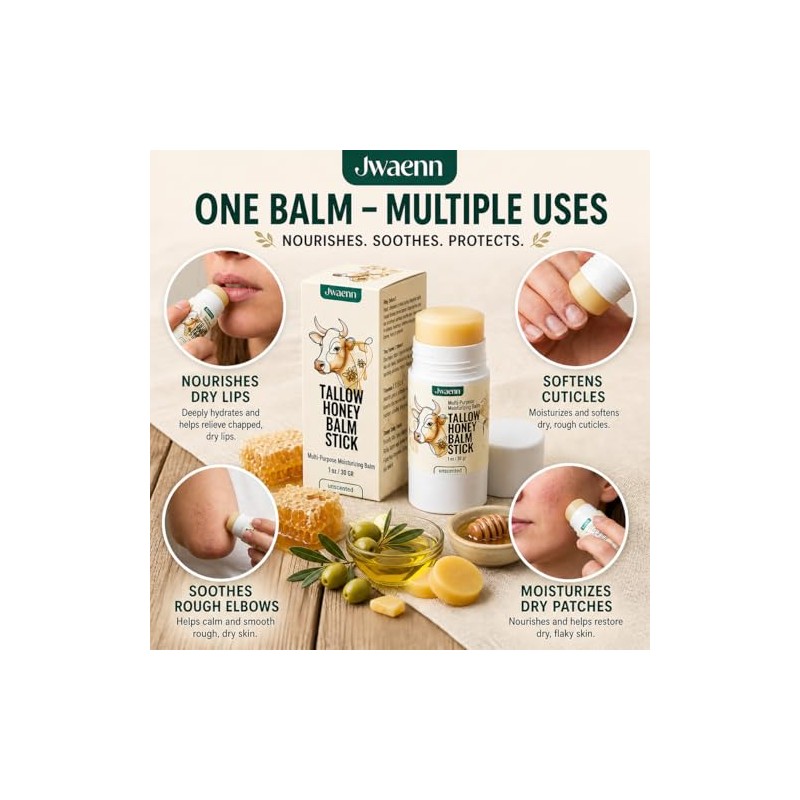 Tallow Honey Balm Stick Grass-Fed Beef Tallow Moisturizer for Face