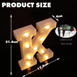 DyingSwan Led Light Up Letters, 26 Alphabet Marquee Letter Lights, Small Letters with Lights, Battery Powered Letter Sign Lights for Party, Table, Wall Decor (Letter K, Warm White)