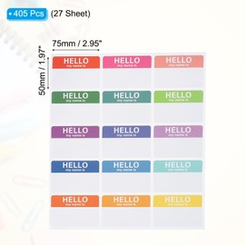 PATIKIL Name Tag Stickers, 405 Pcs Hi My Name is Stickers Removable Labels for Clothes Daycare Classroom Office Meeting, Mixed Colors