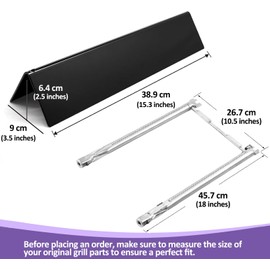 OUTDOOR BAZAAR 15.3" 7635 Flavorizer Bars & 69785 Grill Burner Tube Replacement for Weber Spirit I & II 200 Series with Front Control Panel, Spirit E210, E220, S210, S220 Grill Part Kit