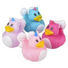 The Dreidel Company Patos de juguete de pato de goma de unicornio para niños, baño, cumpleaños, baby showers, verano, playa y piscina, 2 pulgadas (paquete de 12)