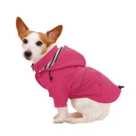Pethiy Premium Dog Raincoat, Rain Jackets for Dogs, Waterproof Dog Coat with Zip, Dog Rainproof Hoodies with Reflective Buttons and Pockets, with Removable Hood, Pink, XXL