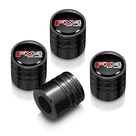 iPick Image for Ford F-150 FX4 Off Road Black on Black Aluminum Cylinder-Style Tire Valve Stem Caps
