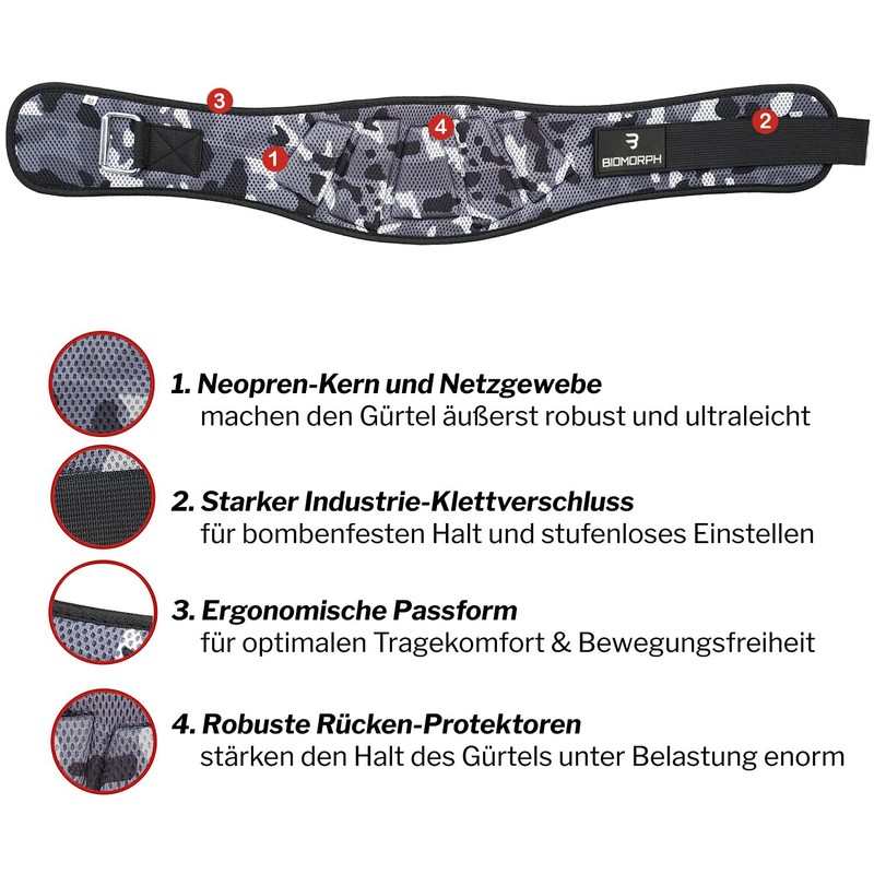 BIOMORPH Neoprene Weight Lifting Belt for Strength Training, Powerlifting, Bodybuilding,