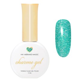 Daily Charme Charme Gel H41 Mermaid Magic Rainbow Holographic Twinkle, Holographic Diamond Reflective Soak Off UV Led Gel Nail Polish, Home DIY/Nail Salon Manicure (Aquamarine)