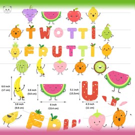 KARAQY Twotti Frutti Party Banner, 4 Pieces Fruit Themed Banner Summer Fruit Party Decorations Hanging Garland for 2nd Birthday and Baby Shower Celebration