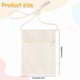 Pack of 6 Fabric Bags for Painting,Canvas Small Tote Bags,Shoulder Bags for Painting,Children's Shoulder Purses,Mini Crossbody Children's Chest Bag for Birthday Party,School Celebration,Shoulder Bag