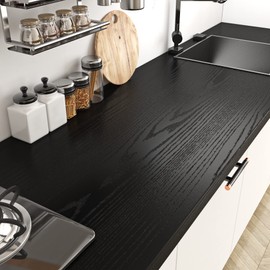 Livelynine Peel and Stick Countertops 24 X 394inch Waterproof Contact Paper for Cabinets Desk Furniture Kitchen Countertop Laminate Self Adhesive Black Wood Grain Vinyl Wrap Bathroom Cabinet Wallpaper
