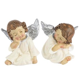Ideen mit Herz Small Decorative Angel Figures, Christmas Figures, Ideal for Crafts or as Table Decoration for Christmas, 2 Angel Figures, Each Approx. 4.5 x 3.5 x 3 cm