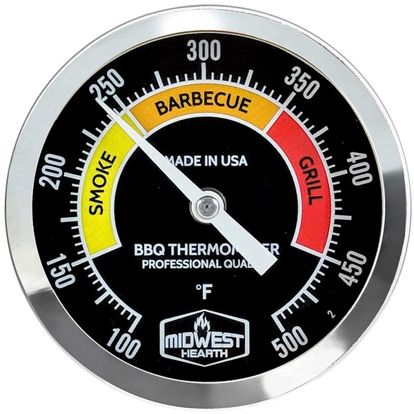Midwest Hearth BBQ Smoker Thermometer for Barbecue Grill, Pit, Barrel