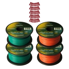 Harmony Audio Primary Single Conductor 18 Gauge Power or Ground Wire - 4 Rolls - 400 Feet - Green & Orange for Car Audio/Trailer/Model Train/Remote
