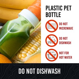 Norcalway 10pcs 2oz Plastic Shot Bottles with Caps - Ginger Shot - Freezer Safe, Leak Proof, BPA Free, Food Grade Small Plastic Travel Bottles with Caps