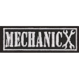 Biker Sew-On Rank Badge, Mechanic, RankPatch Mechanic Iron-On Patch for All Fabrics, Motorcycle Cowl Patch Appliqué for Sewing/Iron-on, Motorcycle Club Sticker, 90 x 30 mm
