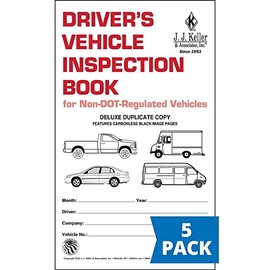 Driver’s Vehicle Inspection Book for Non-DOT Regulated Drivers, 5.5 x 9.75, DVIR Book, 5-Pack, J. J. Keller & Associates, Inc.