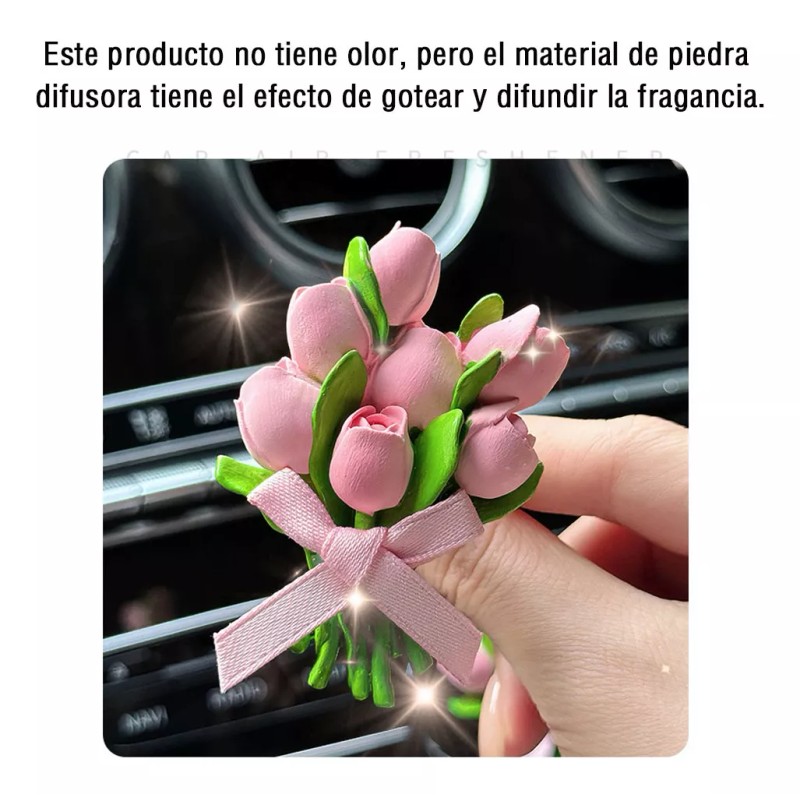 Dolores Kit Ambientador Auto Aire Flores Aromaterapia Difusor Coche