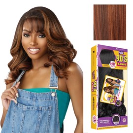Sensationnel Butta Lace 90Sbangs Wigs - Unit 908 Glueless Wide Deep Part Synthetic Preplucked Hairline (BALAYAGECOPPER)