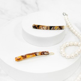 (2 types) Marble Square Straight Point Snap Pin Beige Brown / (2종) 마블 스퀘어 일자 포인트 똑딱핀 베이지브라운