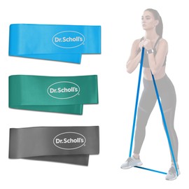 Dr. Scholl's 3 Piece Stretch & Recovery Bands - Light, Medium & Heavy Resistance - Balance, Stability, Joint Rehabilitation, Muscle Pain, Injuries, Arthritis