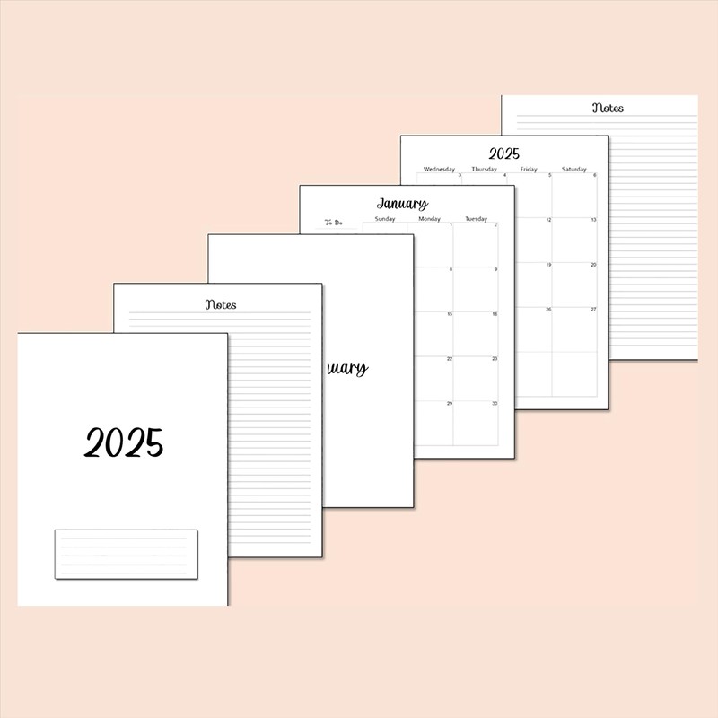 2025 Monthly Planner Calendar Refills for 7-Disc Mini Happy Planners,