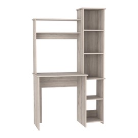 Tuhome Versalles Writing Desk, Two Superior Shelves, Bookshelf -Light Gray