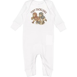 inktastic Tiny Tacklers Bear Football Design Baby Romper Coveralls 6 Months White 465a3