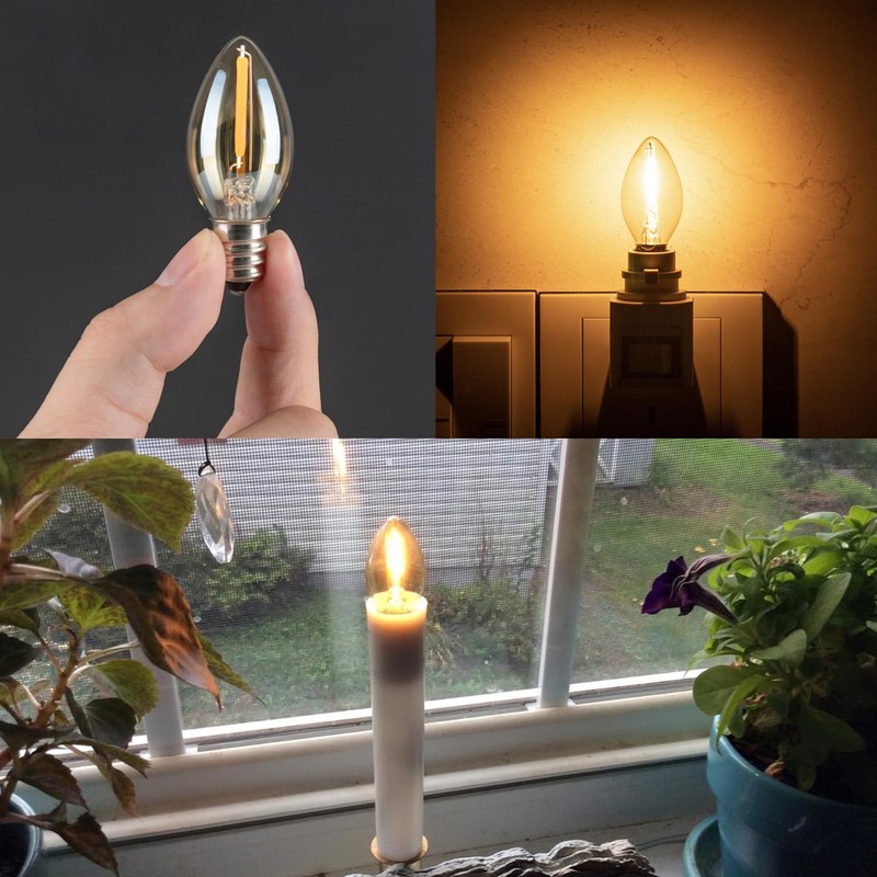 C7 LED Bulb, 0.5W Light Candle Bulbs, Amber Glow 5w