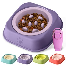Slow Feeder Dog Bowls Ceramic Puppy Feeding Bowl for Small Dogs Cat Slow Feeder Bowl Protecting Cat and Dog Whiskers Preventing Choking with 2-in-1 Multifunctional Training Whistle