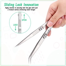 4PCS Grabber Tool Holder Set Jeweler's Pick Up Sprinkle Pen 4 Claw Piercing Ball with Prongs Precision Stainless Steel Jewelry Locking Tweezers for Tiny Objects Ic Chips Electronic Components