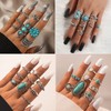 Vintage Silver Knuckle Rings Set for Women Western Turquoise Rings