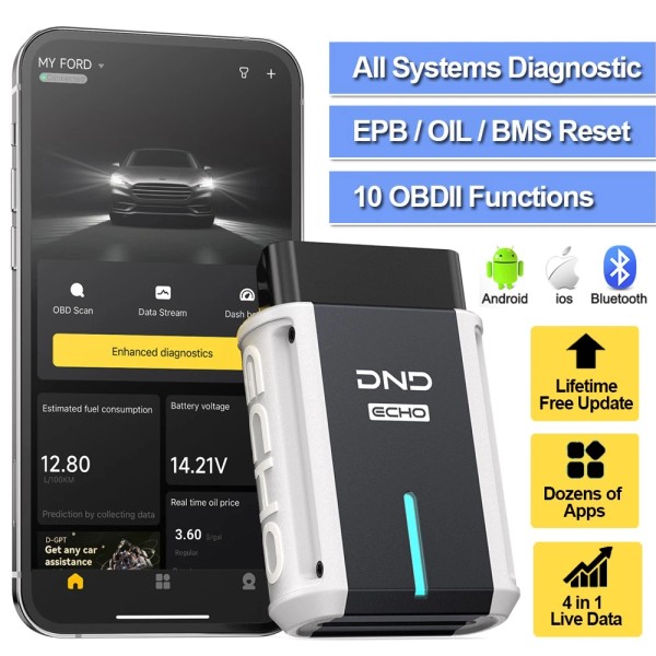 DND ECHO OBD2 Scanner Bluetooth Code Reader Full System Car