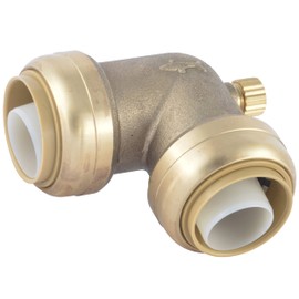 SharkBite 1 Inch 90 Degree Elbow with Drain Vent, Push to Connect Brass Plumbing Fitting, PEX Pipe, Copper, CPVC, PE-RT, HDPE, U5260LFA