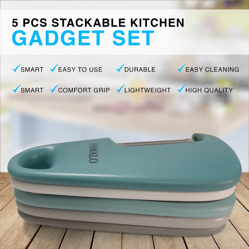 FAMALO Kitchen Gadgets Set 5 Pcs, Space Saving Cooking Tools,Utensil