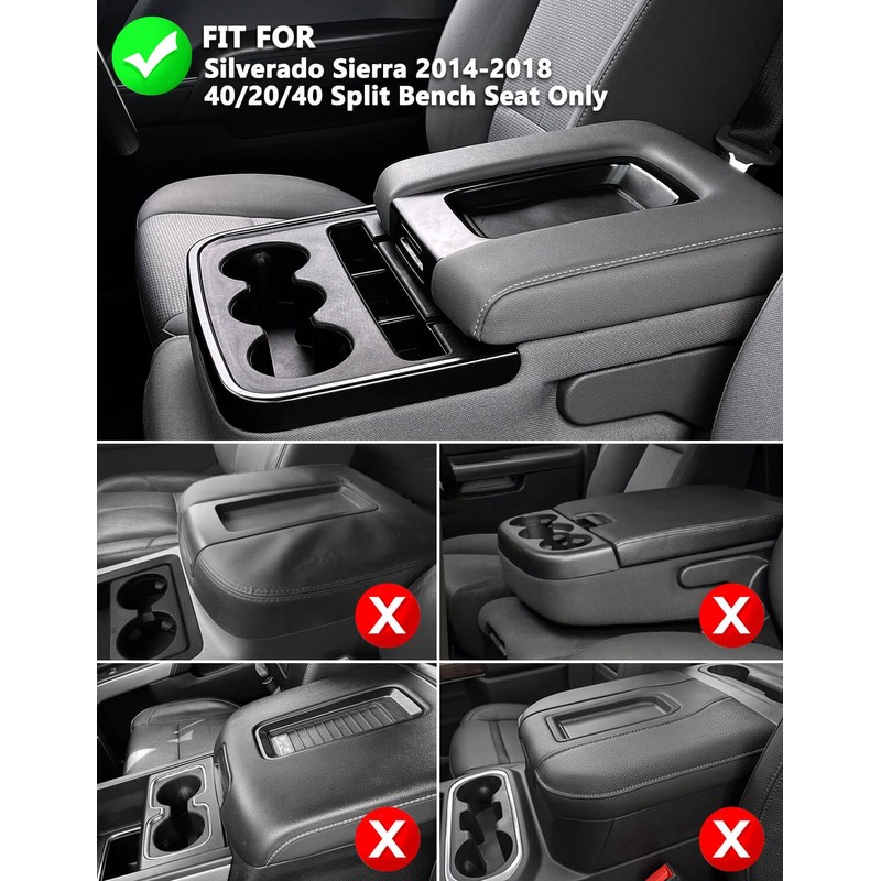 KBH Center Console Armrest Cushion Cover for 2014-2018 Chevy Silverado,