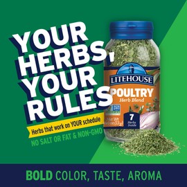 Litehouse Freeze Dried Poultry Herb Blend - Substitute for Fresh Poultry Herb, Fresh Poultry Herb, Jar Contains 7 Herbs, Organic, Poultry Herb Blend Seasoning, Non-GMO, Gluten-Free - 0.46 Ounce